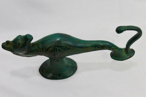 Primitive Seahorse Bronze Wall Hook lost wax Cast Verdigris Green Balinese Art 7&quot;