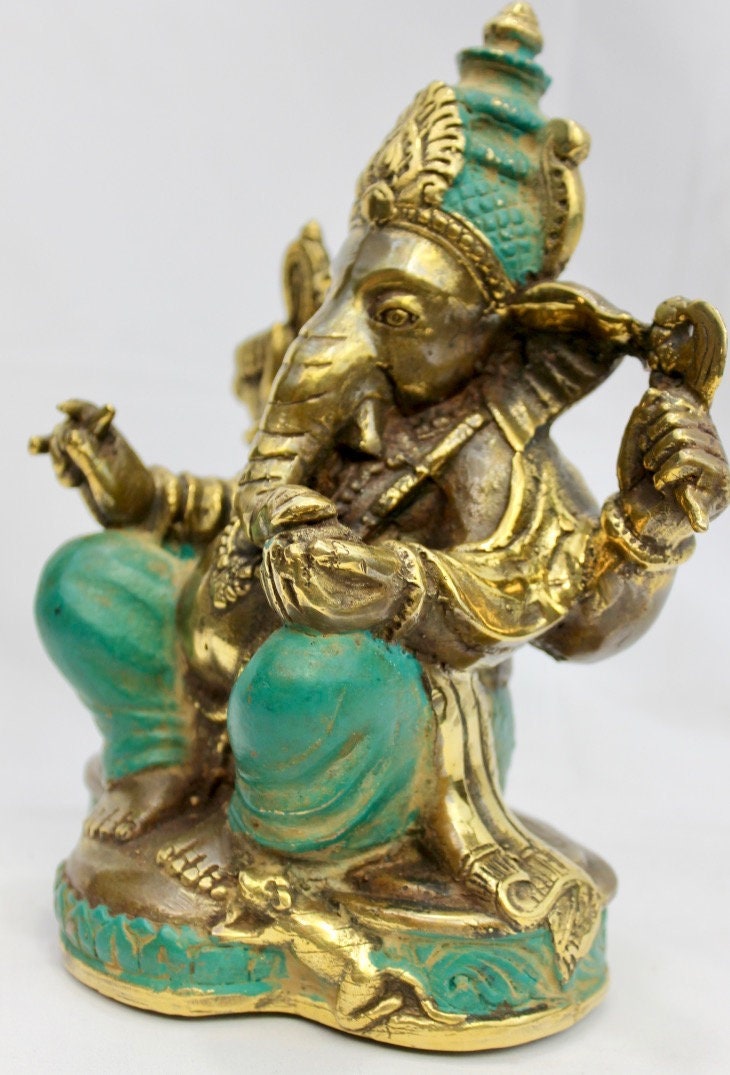 Bronze Ganesha Sculpture: Lost Wax Cast Metal, Balinese Hindu Art, Elephant God Statue