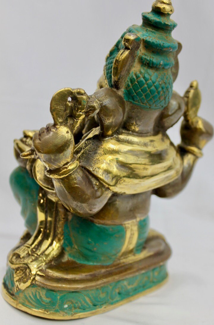 Bronze Ganesha Sculpture: Lost Wax Cast Metal, Balinese Hindu Art, Elephant God Statue