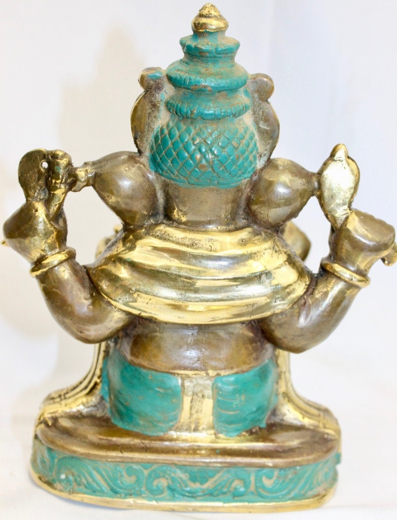Bronze Ganesha Sculpture: Lost Wax Cast Metal, Balinese Hindu Art, Elephant God Statue