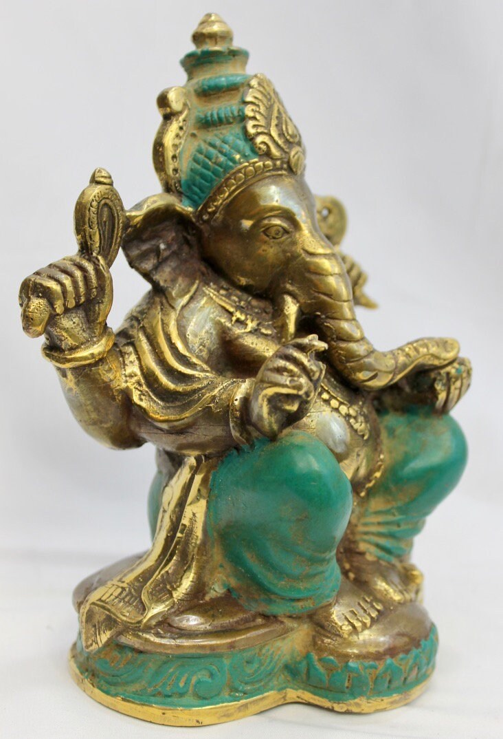 Bronze Ganesha Sculpture: Lost Wax Cast Metal, Balinese Hindu Art, Elephant God Statue