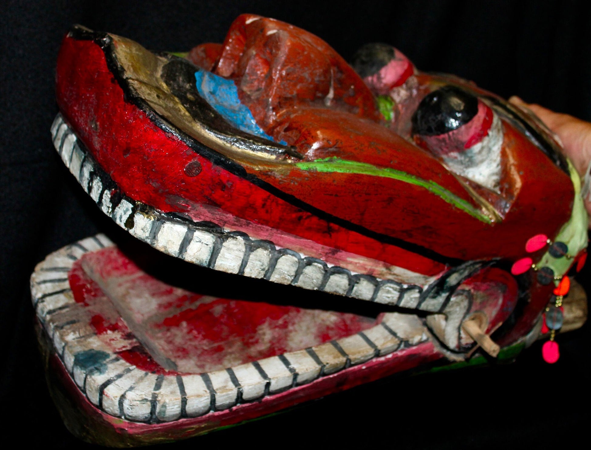 Javanese Barong Mask Lion Dance Polychrome Hand Carved Wood Indonesian Folk ART - Acadia World Traders