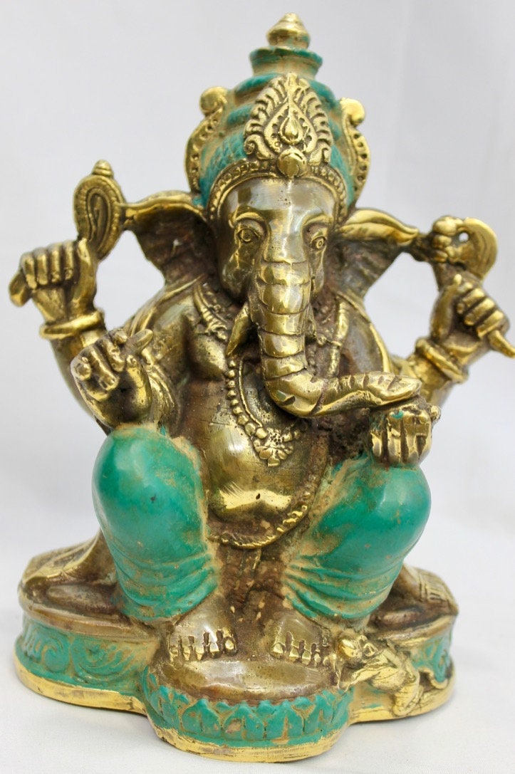 Bronze Ganesha Sculpture: Lost Wax Cast Metal, Balinese Hindu Art, Elephant God Statue