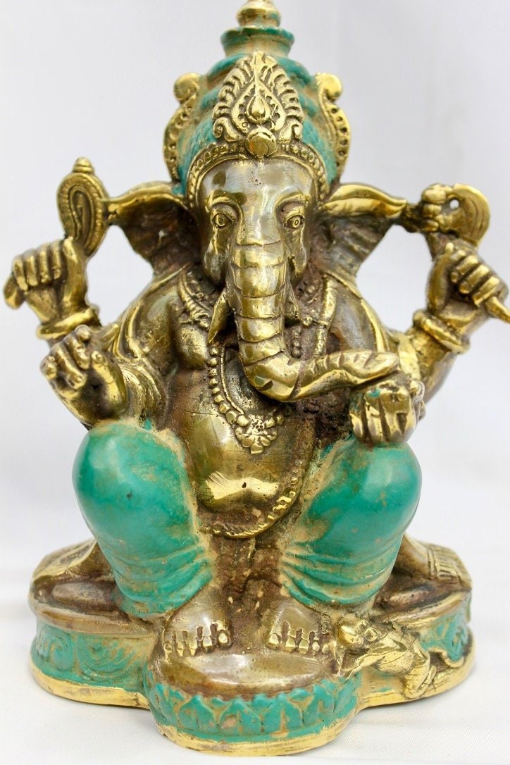 Bronze Ganesha Sculpture: Lost Wax Cast Metal, Balinese Hindu Art, Elephant God Statue