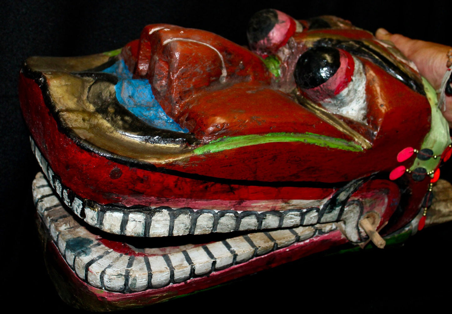 Javanese Barong Mask Lion Dance Polychrome Hand Carved Wood Indonesian Folk ART - Acadia World Traders