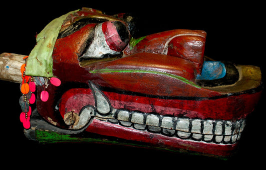 Javanese Barong Mask Lion Dance Polychrome Hand Carved Wood Indonesian Folk ART - Acadia World Traders