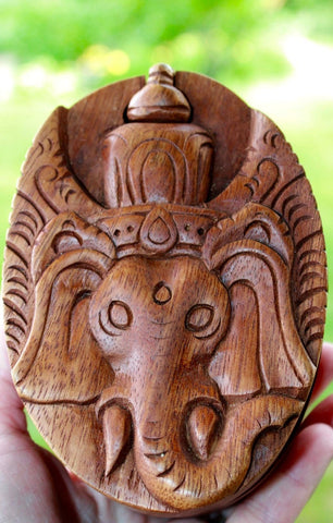 Ganesha Secret Puzzle Box Ganesh Elephant Trinket Box Jewelry gift box Stash Box hand carved wood Balinese Art