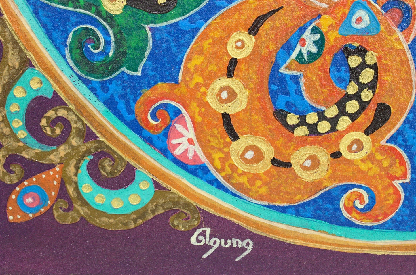 Mandala Abstract Hand painted Wall Art Painting Sacred Geometry Purple Balinese Art