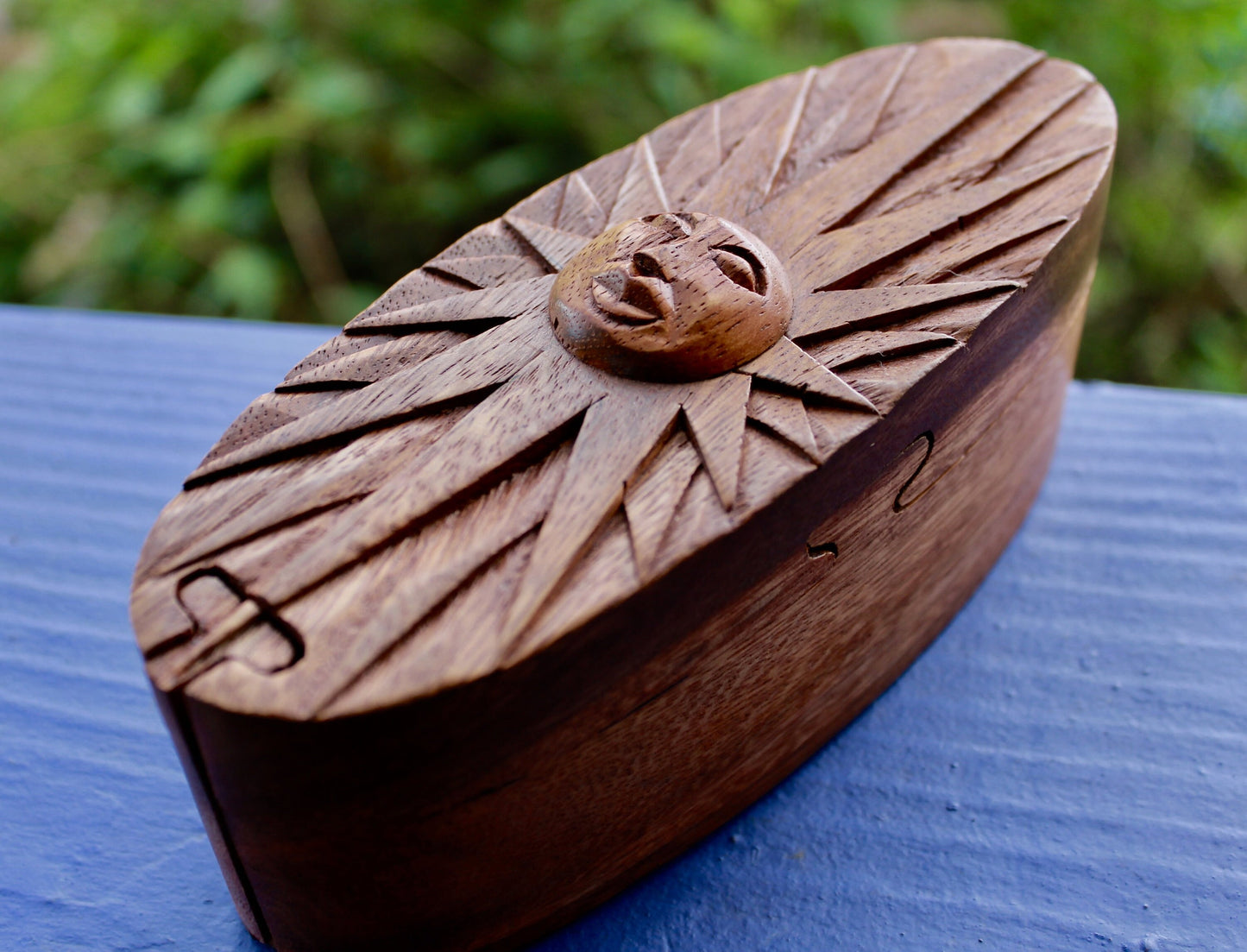 Celestial Sunburst Sun Secret puzzle Box Stash Jewelry gift Box Trinket Box Hand carved suar wood Bali Art - Acadia World Traders