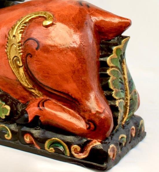 Balinese Winged Deer Statue Temple Guardian Sculpture hand carved wood Wood Carving Bali Folk art