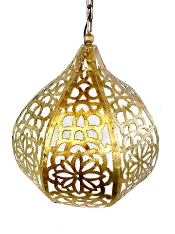 Bohemian Lotus Swag Lamp Hanging Teardrop Moroccan Lantern Home Decor Gold