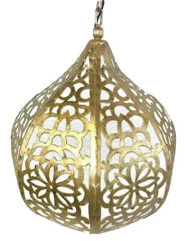 Bohemian Lotus Swag Lamp Hanging Teardrop Moroccan Lantern Home Decor Gold