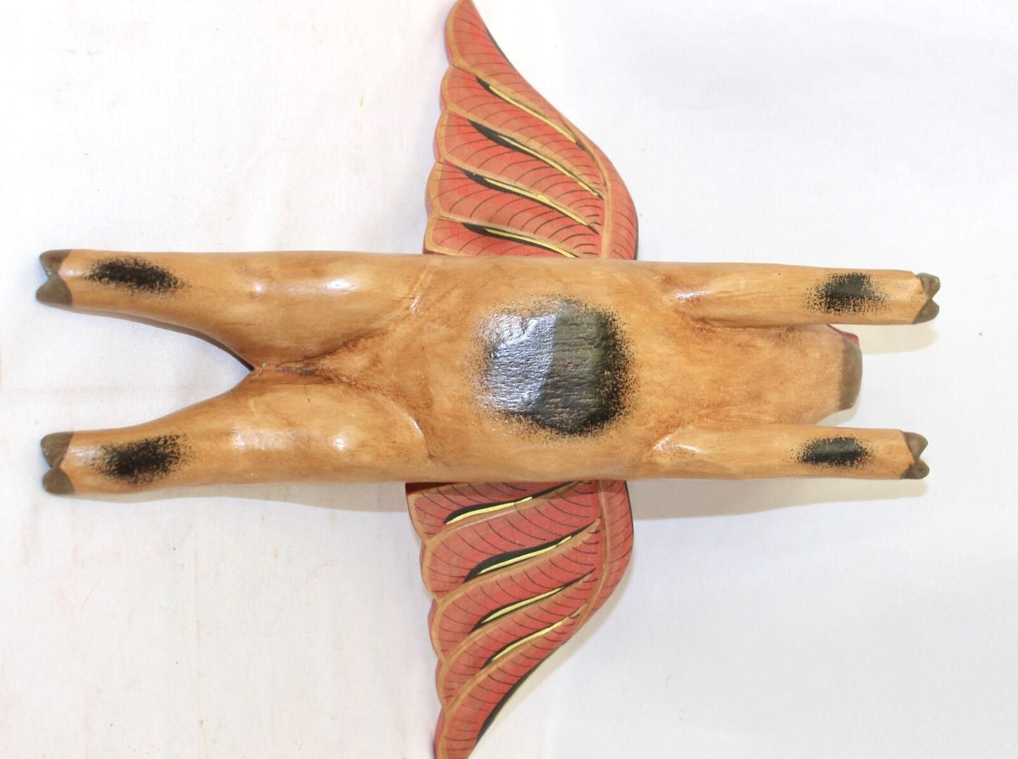 Balinese FLYING Pig Mobile Winged Crib Guardian Hand Carved Wood Bali Art 12"