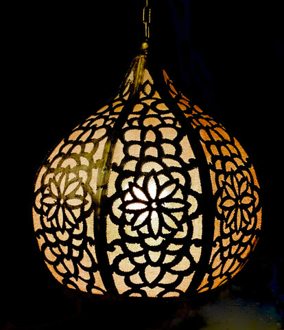 Bohemian Lotus Swag Lamp Hanging Teardrop Moroccan Lantern Home Decor Gold