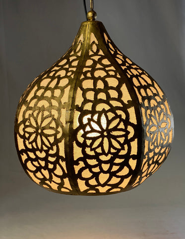 Bohemian Lotus Swag Lamp Hanging Teardrop Moroccan Lantern Home Decor Gold