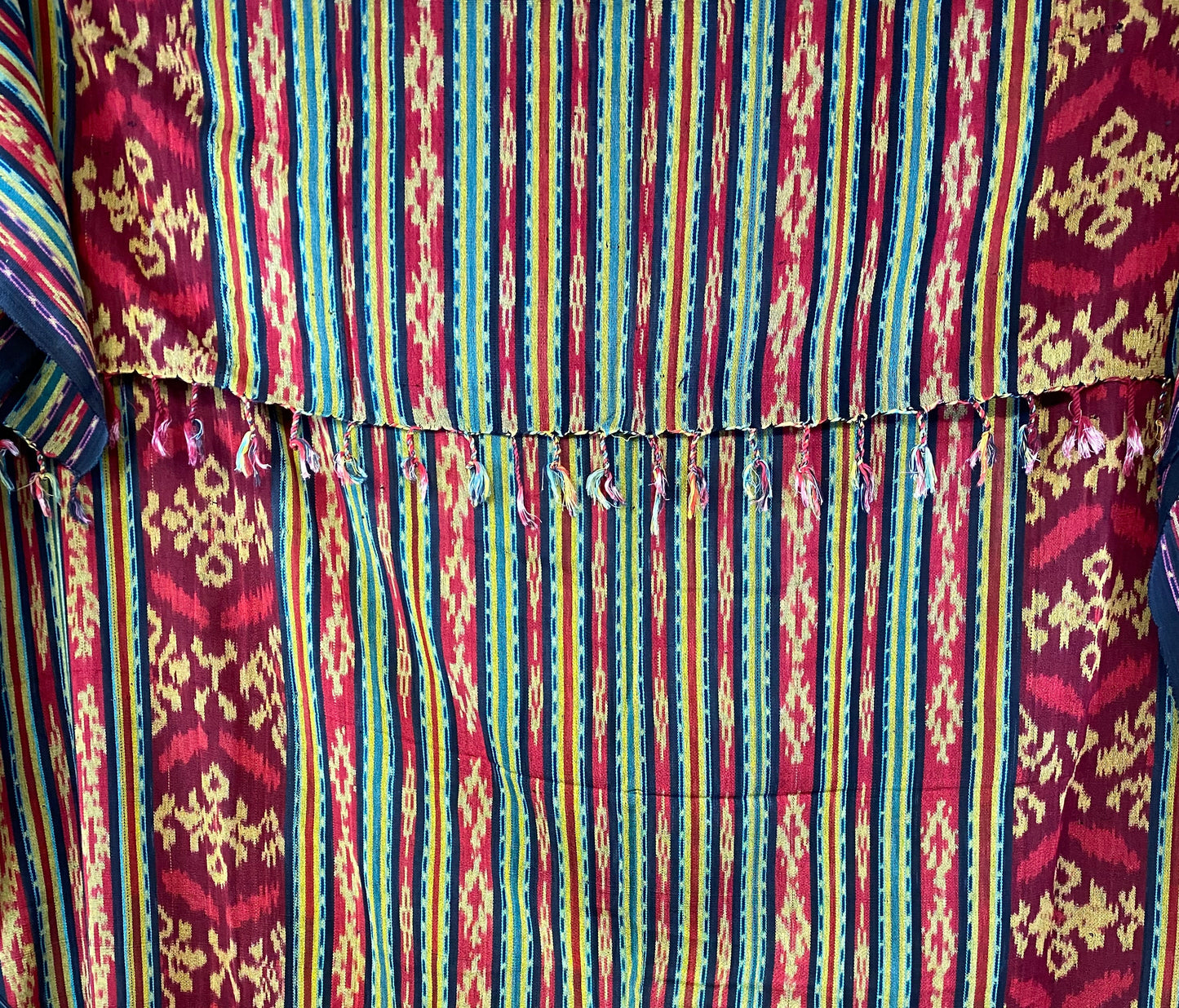 Handwoven Ikat Cotton Tapestry: Ethnic Indonesian Cloth Wall Hanging,