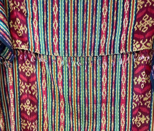 Handwoven Ikat Cotton Tapestry: Ethnic Indonesian Cloth Wall Hanging,