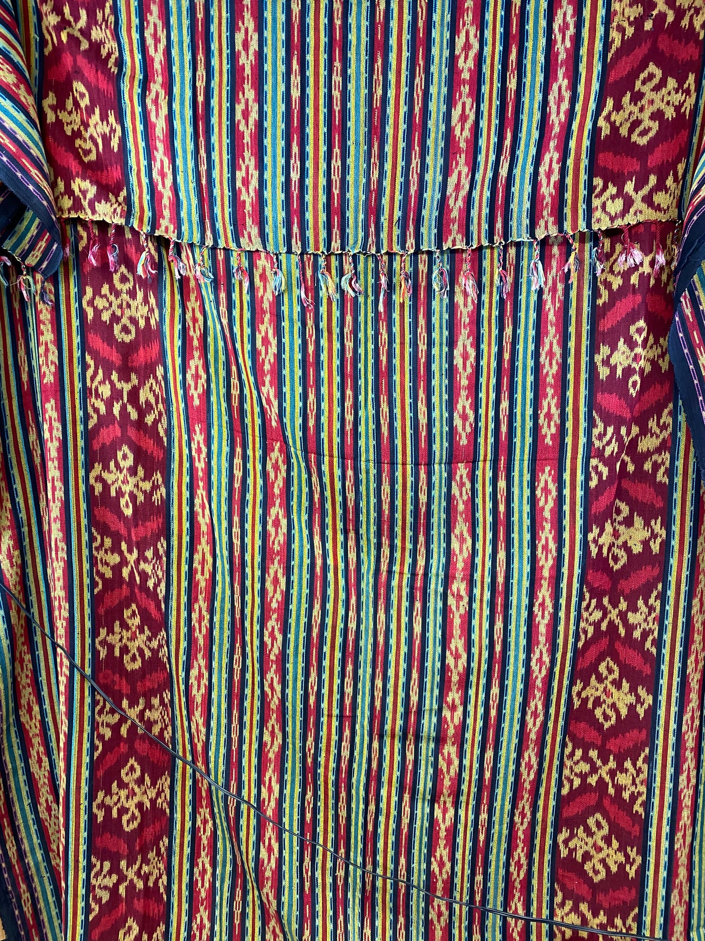 Handwoven Ikat Cotton Tapestry: Ethnic Indonesian Cloth Wall Hanging,