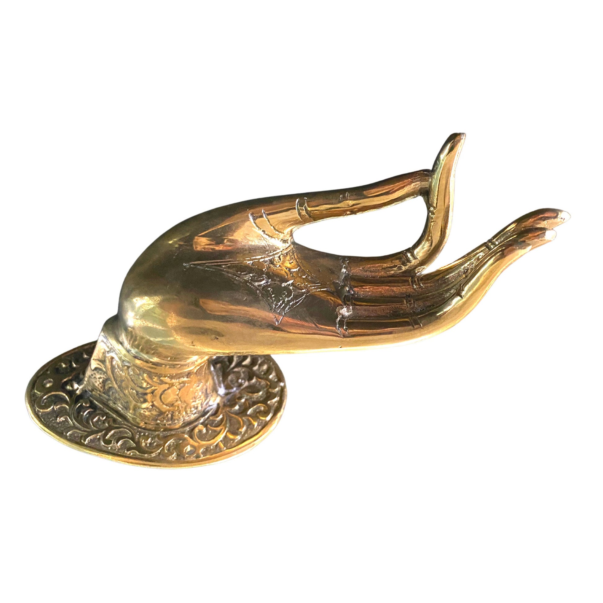 Buddha Abhaya Mudra Handle door pull Knob Hook Polished Bronze Balinese Art - Acadia World Traders