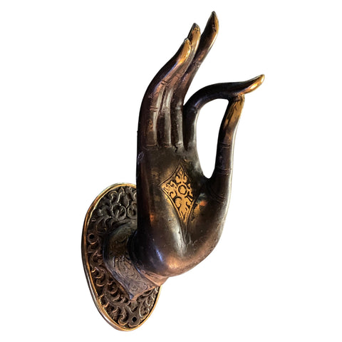 Buddha Abhaya Mudra Handle door pull Knob Hook burnished Bronze Balinese Art