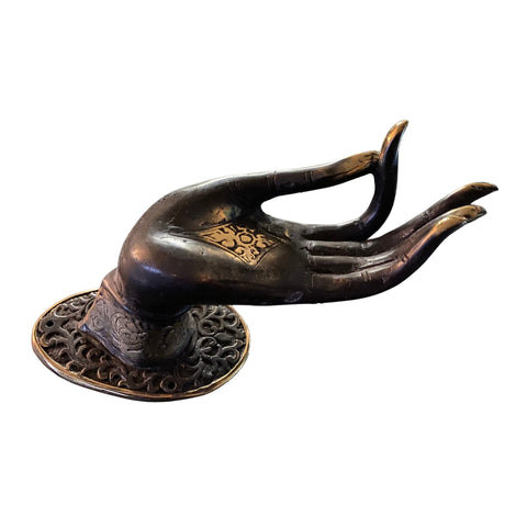 Buddha Abhaya Mudra Handle door pull Knob Hook burnished Bronze Balinese Art