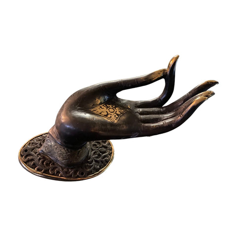 Buddha Abhaya Mudra Handle door pull Knob Hook burnished Bronze Balinese Art