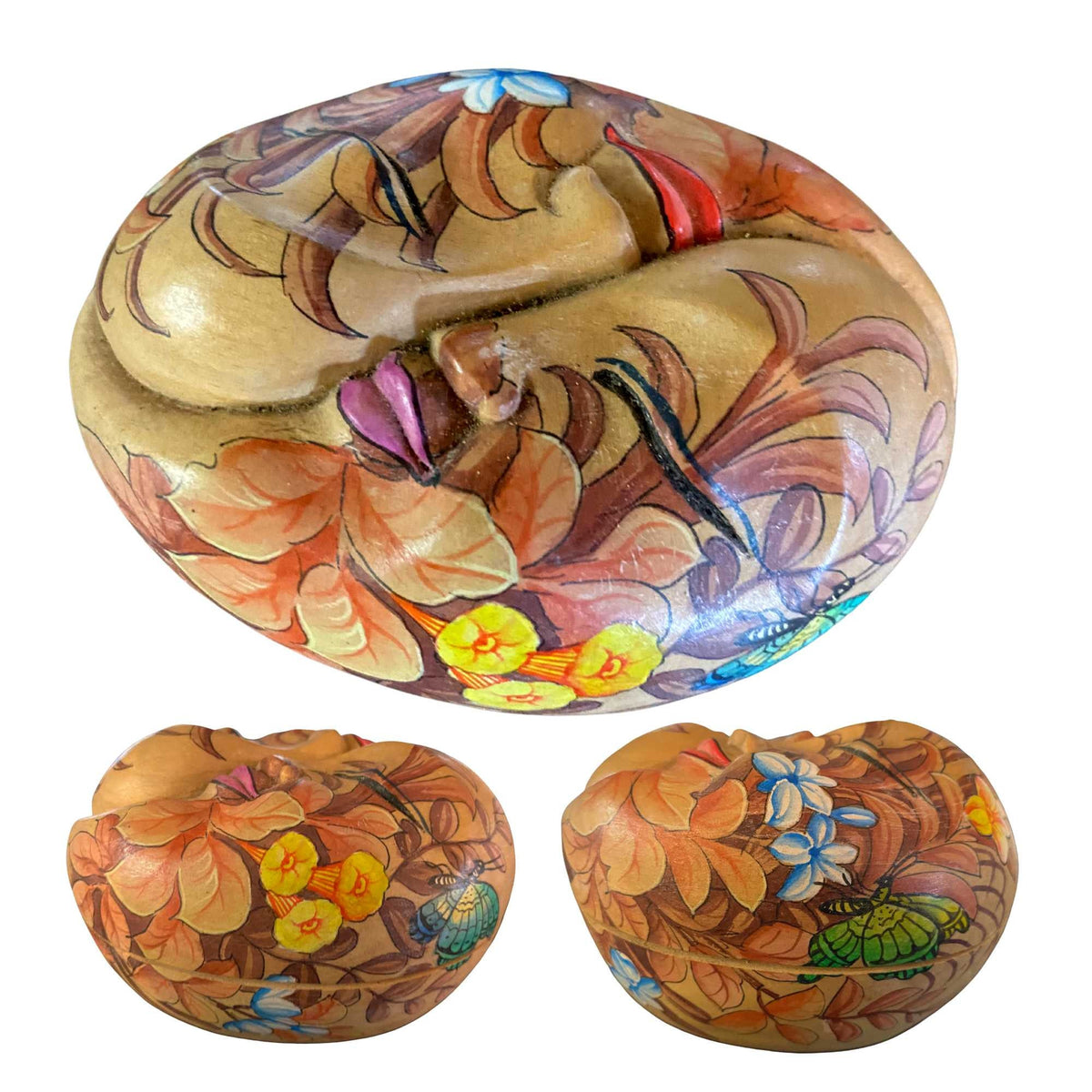 Yin Yang Trinket Box, Balinese Goddess Mask,   Hand Painted Carved Bali Folk Art