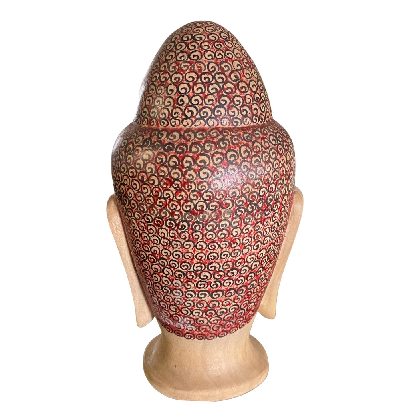 Balinese Buddha Bust Sculpture Zen Statue Carved Wood Hand Painted Bali Art