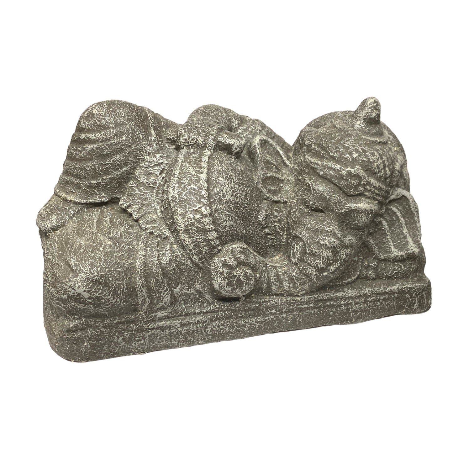 Reclining Ganesha Garden Statue handmade cast lava stone concrete Balinese Hindu Yard Art sleeping elephant god