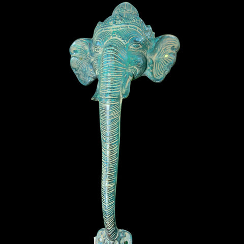 Bronze Ganesha Elephant Door Handle Pull Knob Verdigris Handmade Bali Art