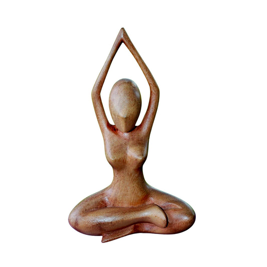 Balinese Yoga Pose Asana Yogini Sculpture Hand Carved Wood Carving Statue Bali art