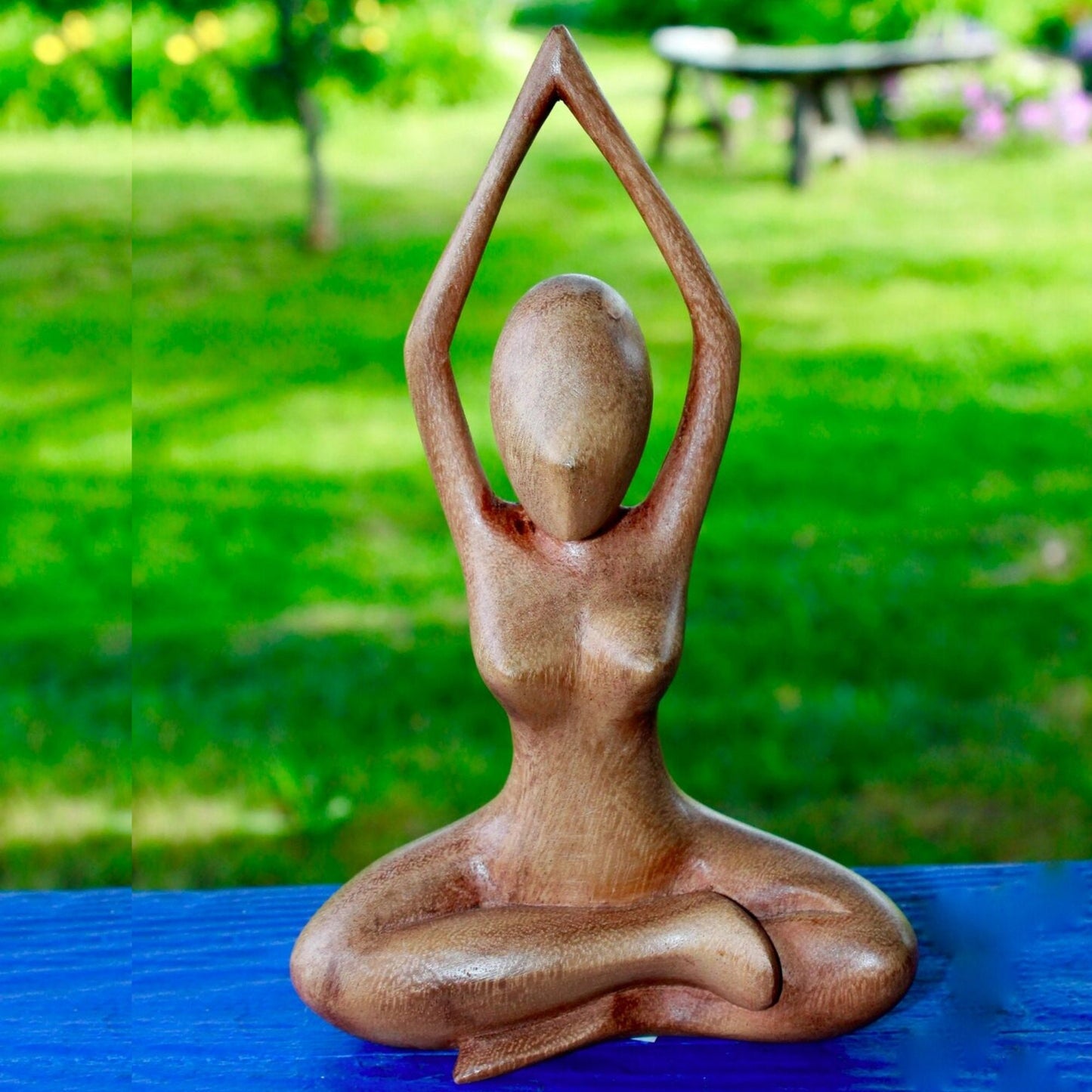 Balinese Yoga Pose Asana Yogini Sculpture Hand Carved Wood Carving Statue Bali art