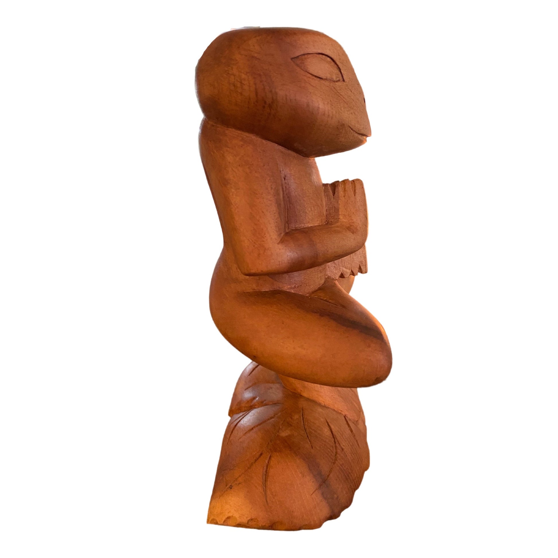 Buddha Frog Statue Yoga Sculpture Vrksansana Tree Pose Wood Carving Balinese Art - Acadia World Traders