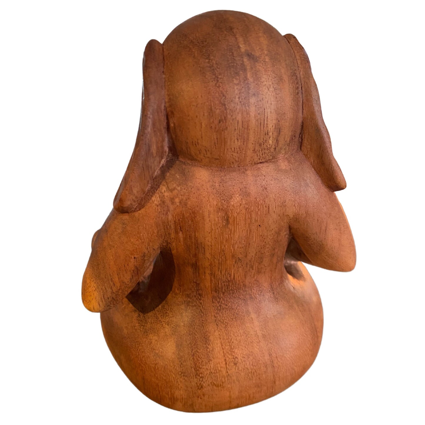 Meditating Elephant Wood Carving Sculpture: Hand Carved Balinese Yoga Statue