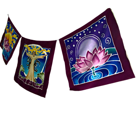 Gaia Mother Earth Goddess  of Elements Prayer Flag Wall hanging Banner Bali Batik Art