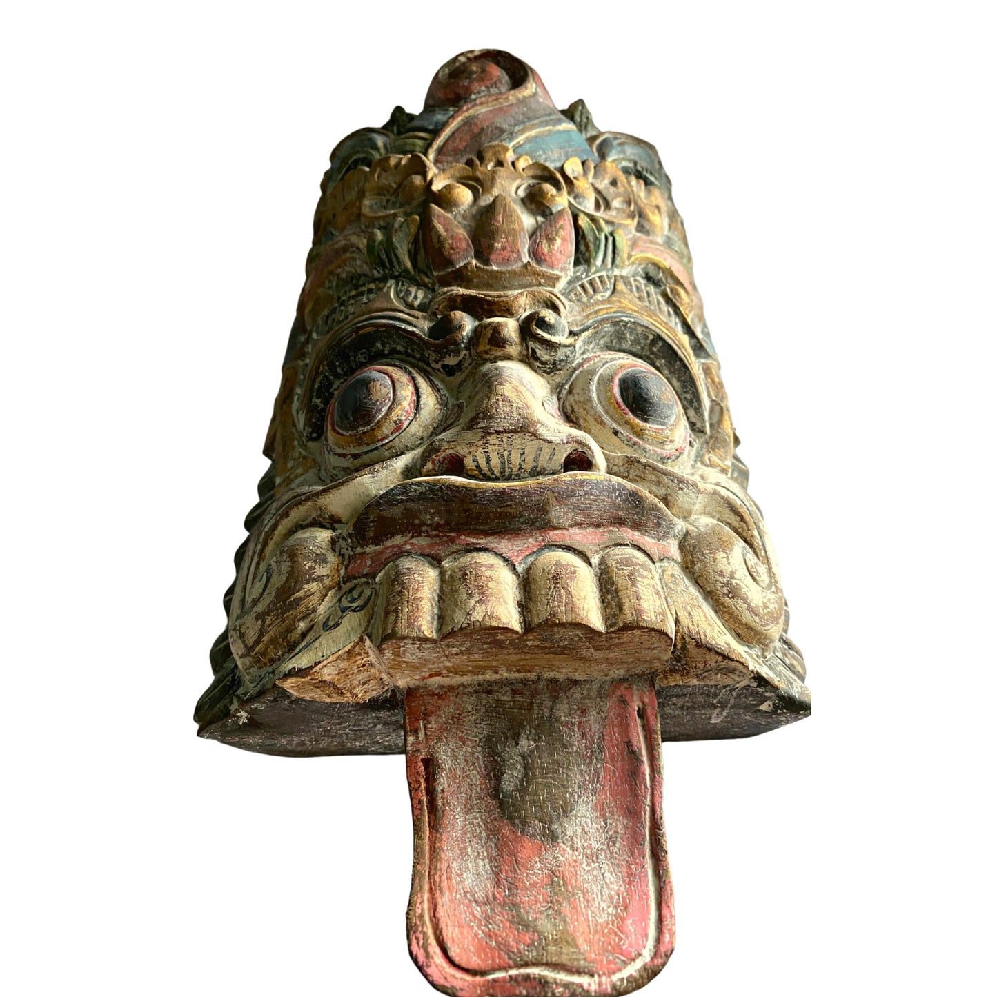 Balinese Boma Demon Mask: Hand-Carved Rakshasa Guardian Wall Decor, Bali folk Art