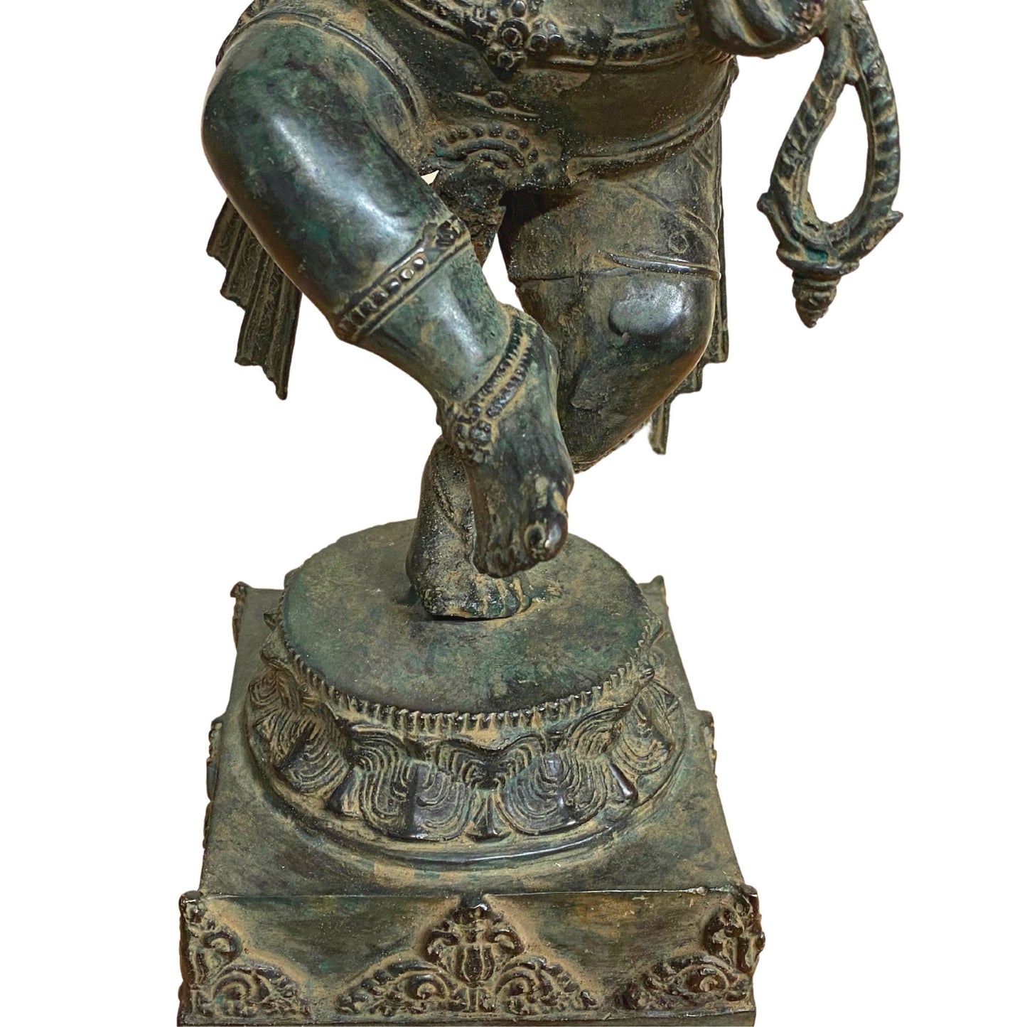 Dancing Ganesha Bronze Sculpture: Handmade Balinese Lost Wax Cast Metal Statue with Verdigris Patina