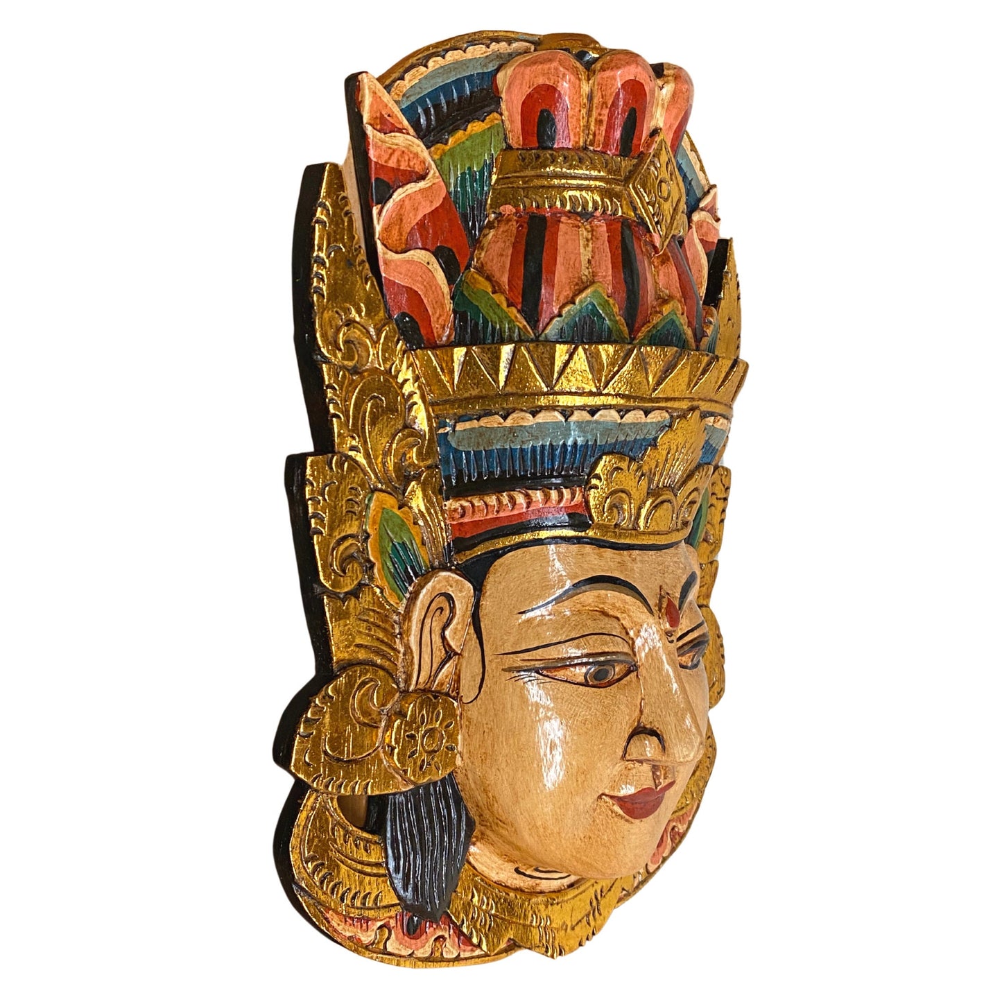 Balinese Carved Rama Sinta Mask Ramayana Bali Folk Art Mask | Decorative Wall artWall