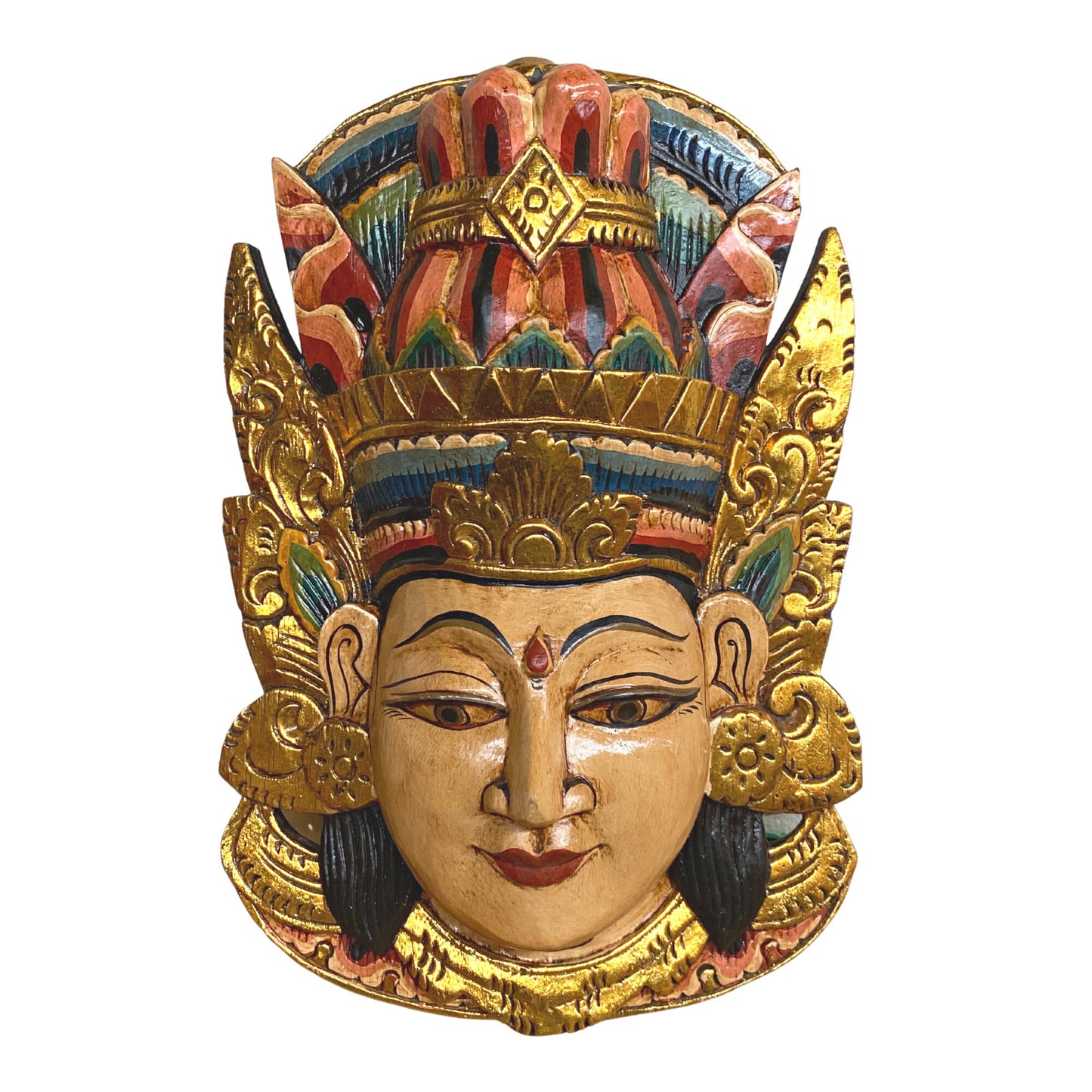 Balinese Carved Rama Sinta Mask Ramayana Bali Folk Art Mask | Decorative Wall artWall