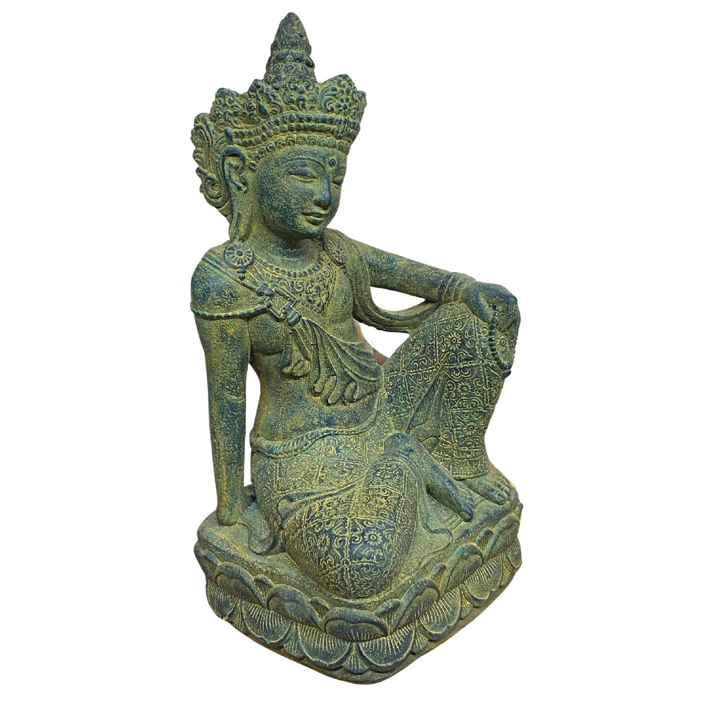 Guanyin Kwan Yin Garden Statue Water Moon Goddess Cast Stone Sculpture Buddhist Bali Art - Acadia World Traders