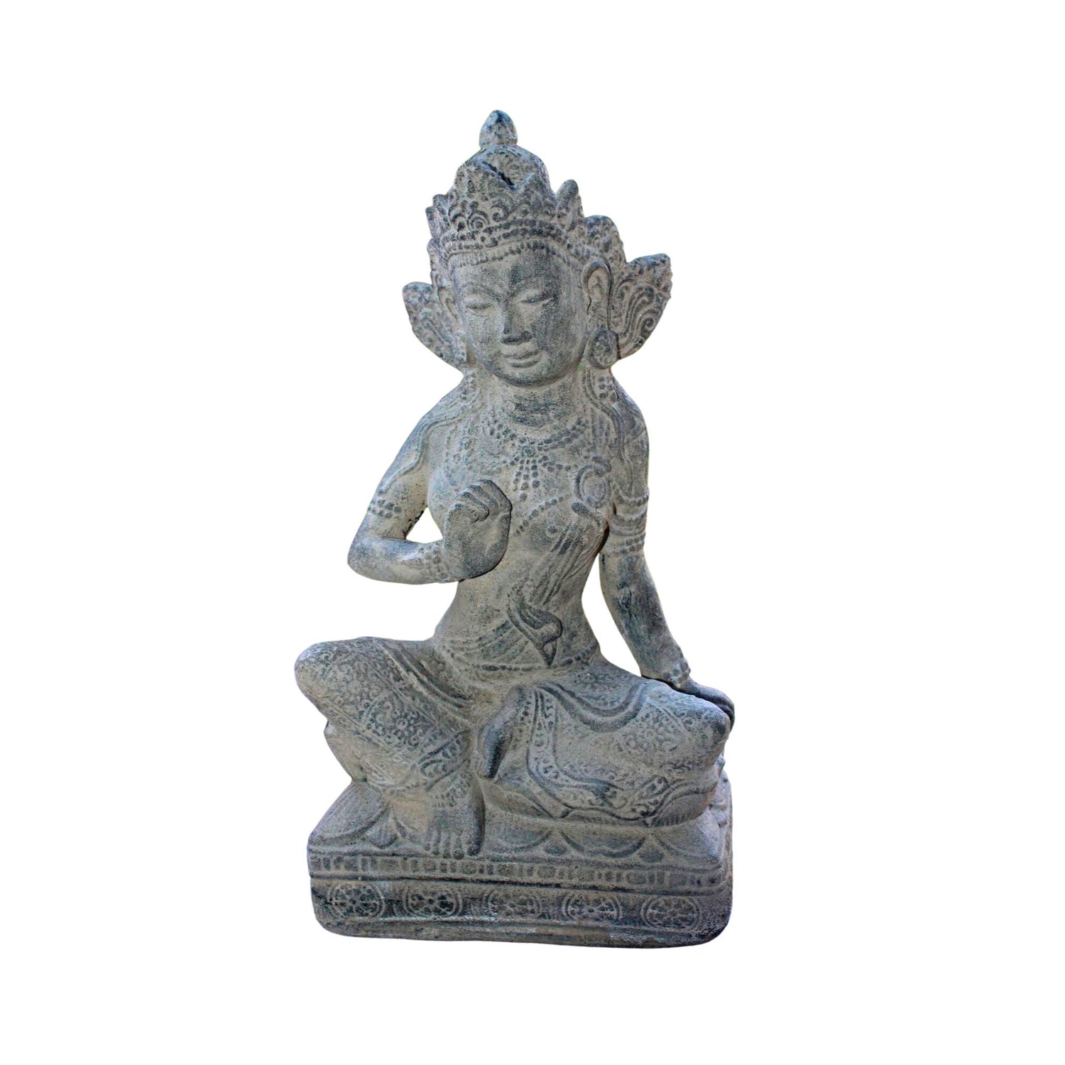 Water & Moon Guanyin Goddess Buddhist Lava Stone Garden Statue