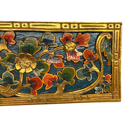 Balinese Lotus Panel architectural Relief Wood Carving Bali wall Art 39&quot;