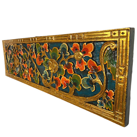 Balinese Lotus Panel architectural Relief Wood Carving Bali wall Art 39&quot;