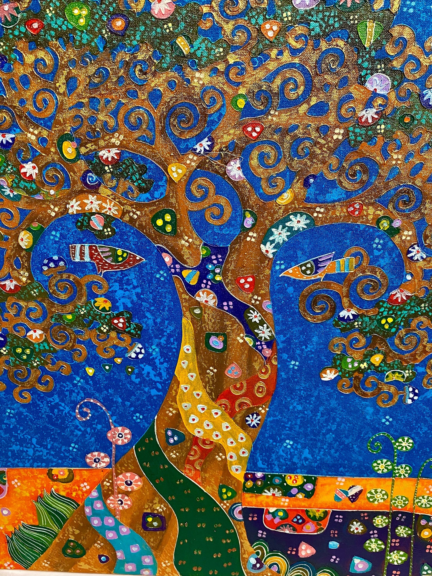 Tree of Life Painting: Klimt-Inspired, Original Balinese Artwork,  Acrylic Canvas, Wall Art OOAK