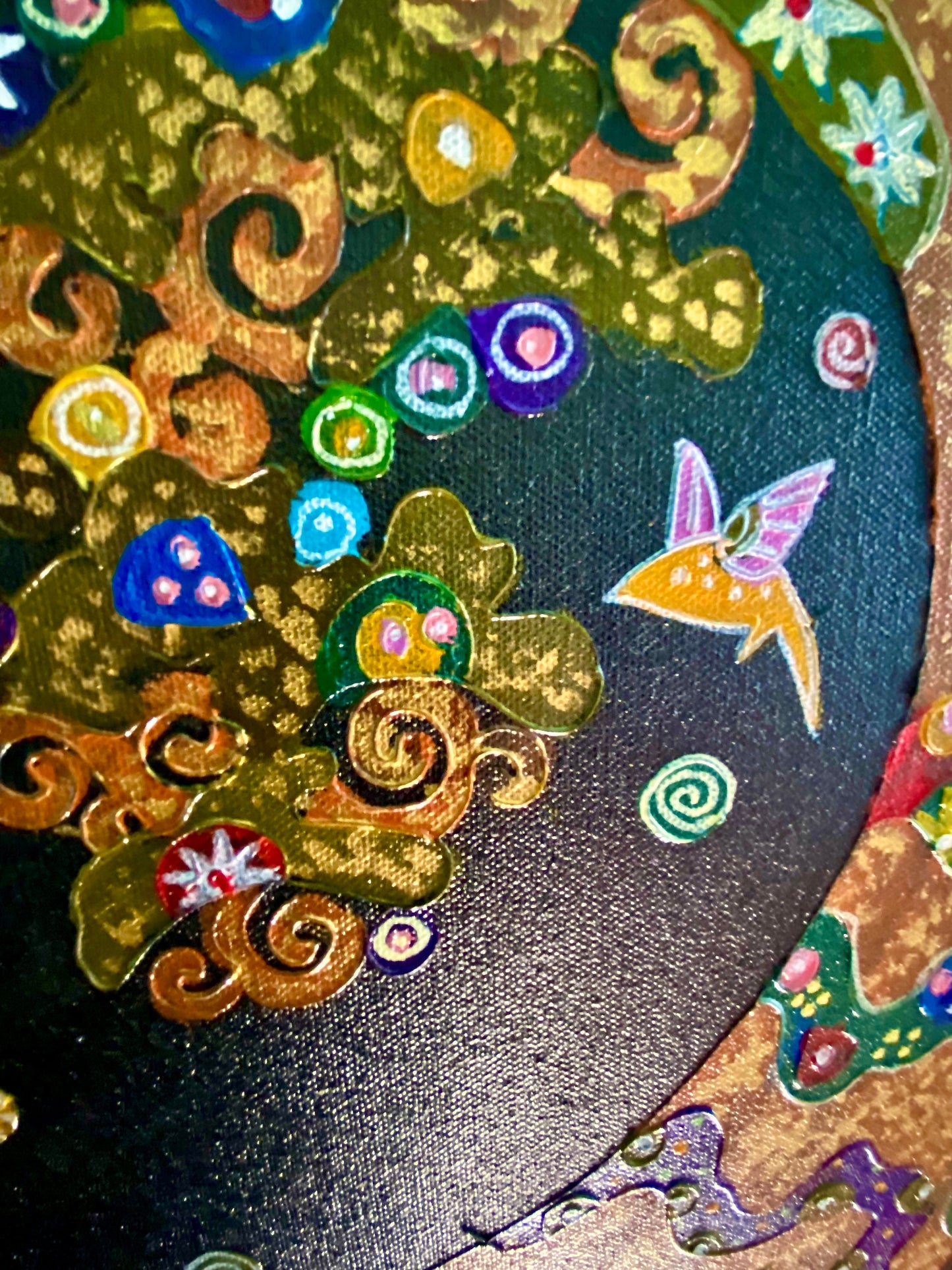 Tree of Life Fine art Painting acrylic on Canvas signed Agung Bali Wall Art Ubud Bali Klimt inspired