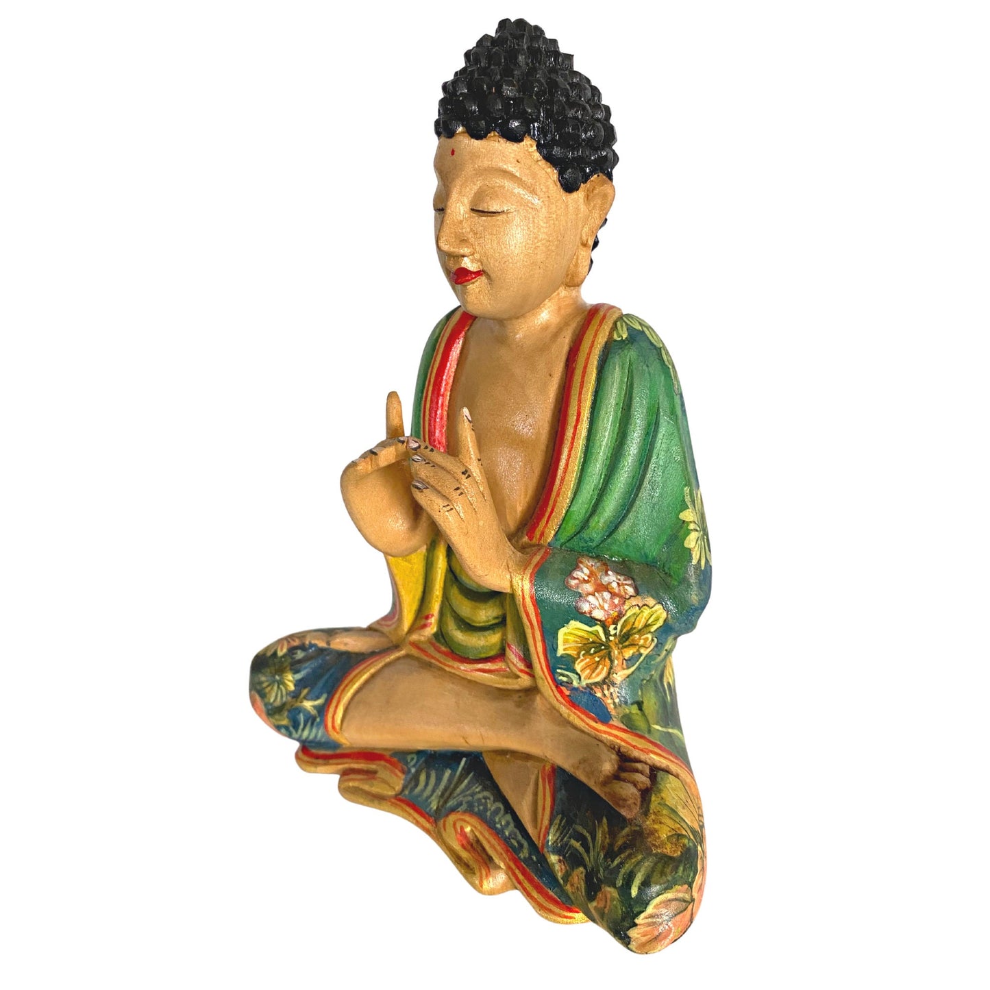 Meditating Buddha Statue Balinese Wood Carving Manidhari Mudra Statue Hand Painted Carved  Wood Sculpture Bali Art folkart