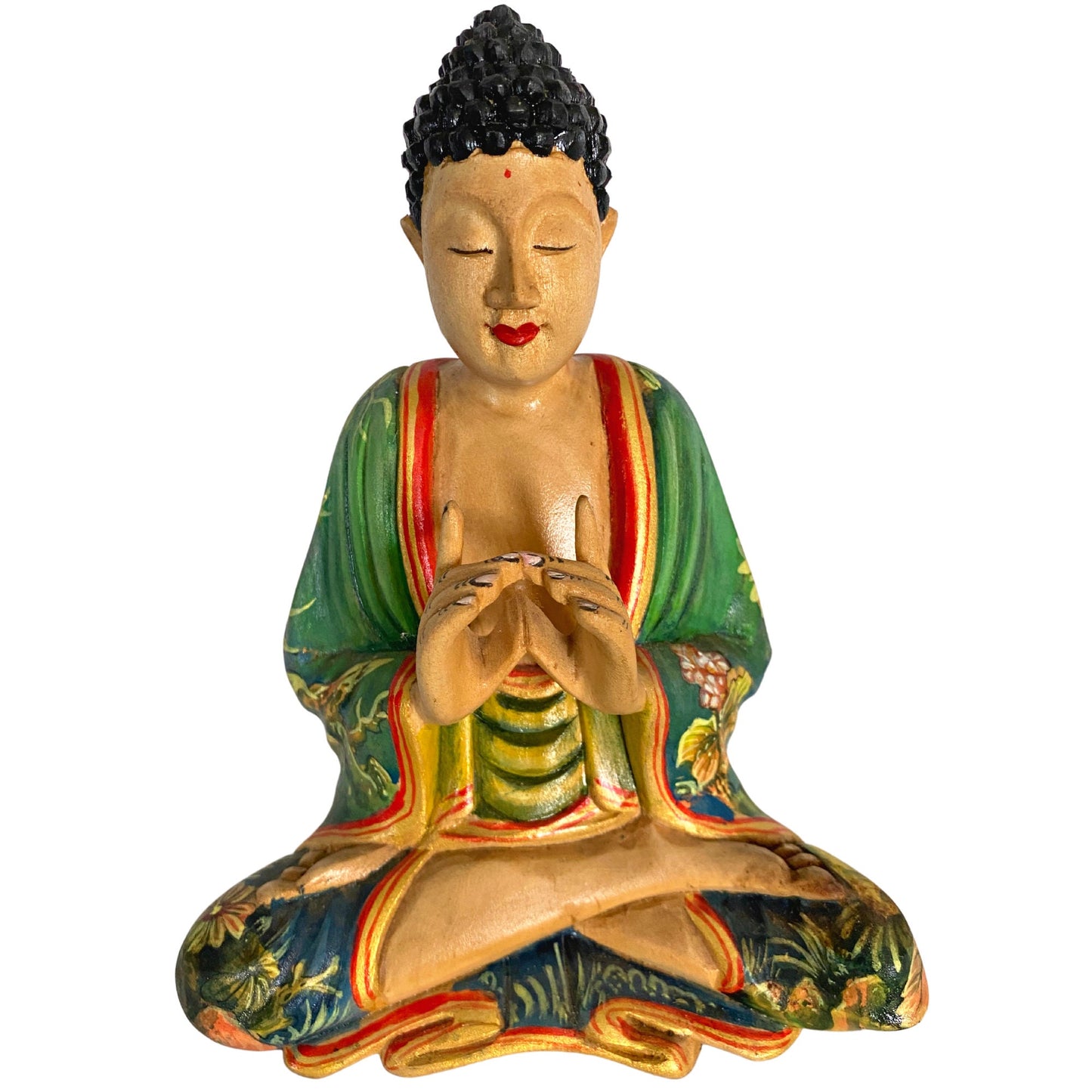 Meditating Buddha Statue Balinese Wood Carving Manidhari Mudra Statue Hand Painted Carved  Wood Sculpture Bali Art folkart