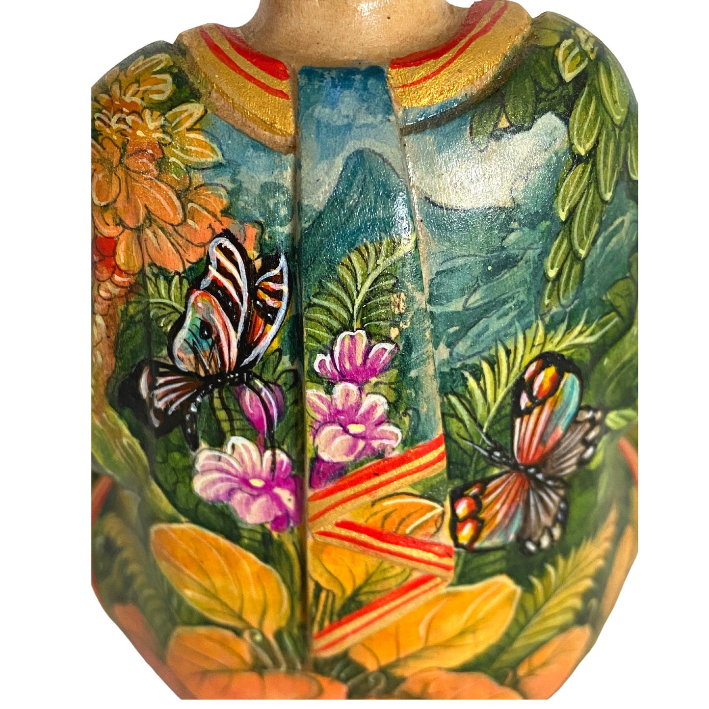 Meditating Buddha Manidhari Mudra Statue Hand Painted Wood Carving Sculpture Balinese Art