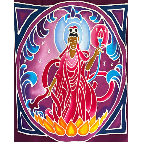 Water & Moon Guanyin Bodhisattva Prayer Flag Wall hanging Handmade Bali Batik Art