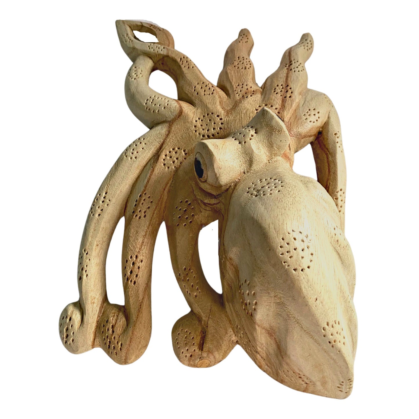 Octopus Sea-life Cephalopod Kraken Statue wood carving Sculpture Bali Wall art